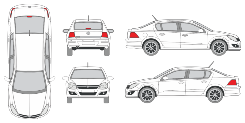 Opel Astra 2007 Car Template