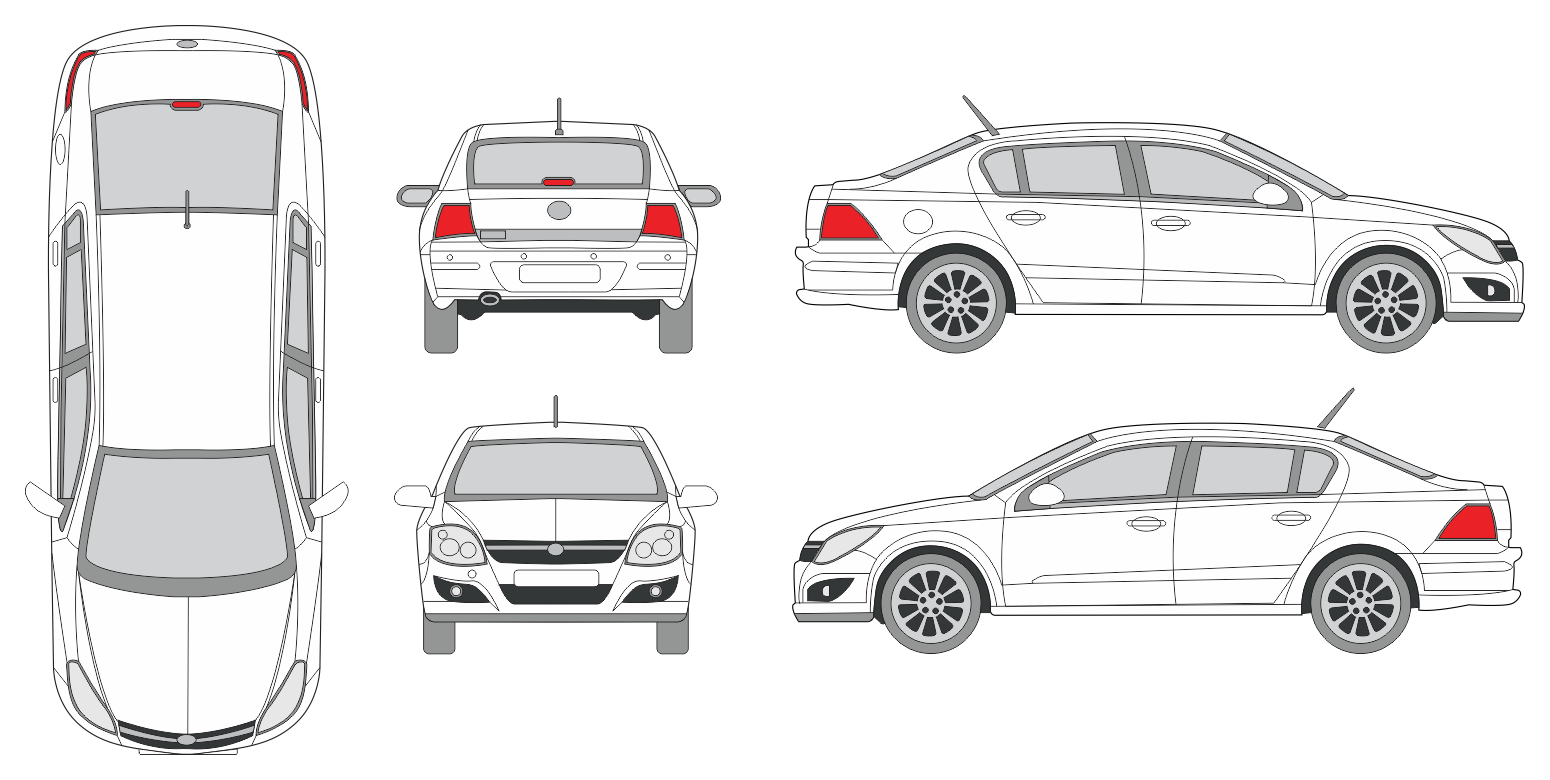 Opel Astra 2007 Car Template