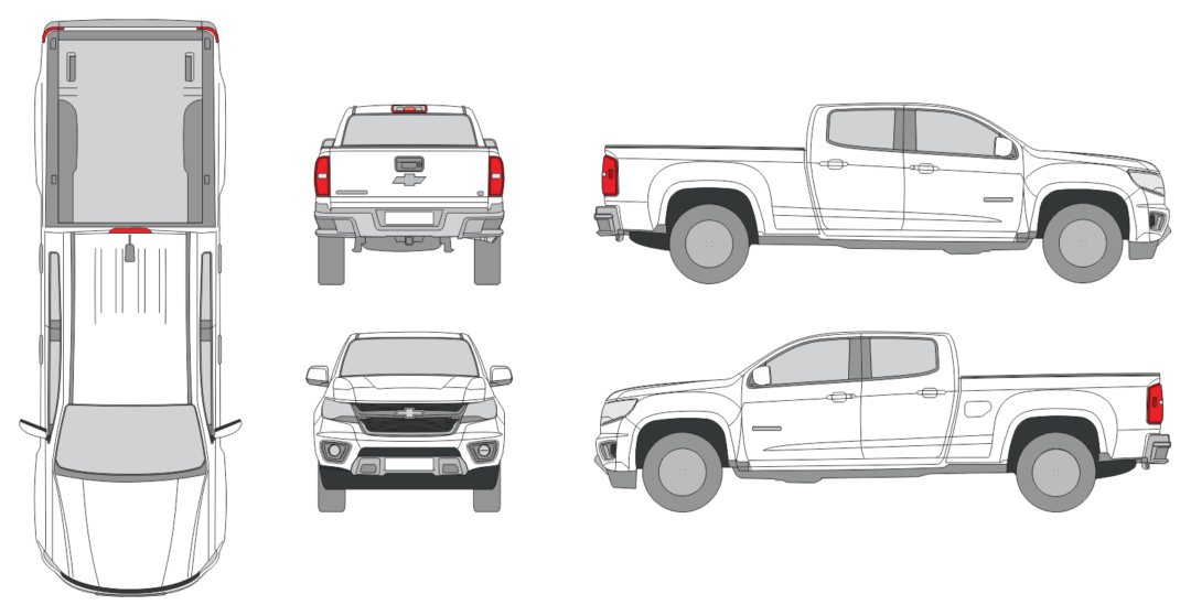 Chevrolet Colorado 2015 Crew Cab Long Box Pickup Template