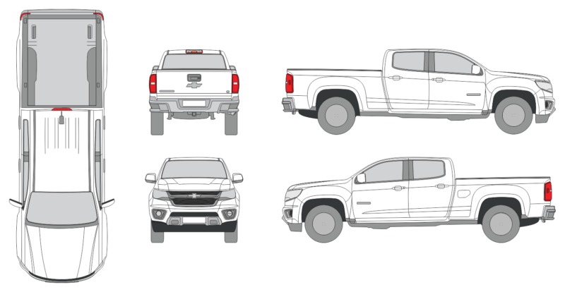 Chevrolet Colorado 2015 Crew Cab Long Box Pickup Template