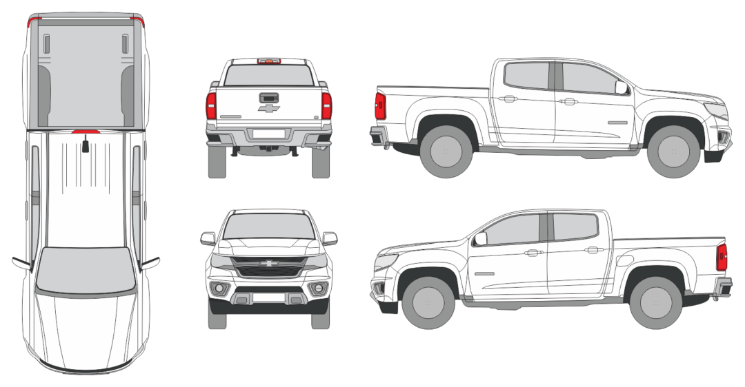 Chevrolet Colorado 2015 Crew Cab Short Box Pickup Template