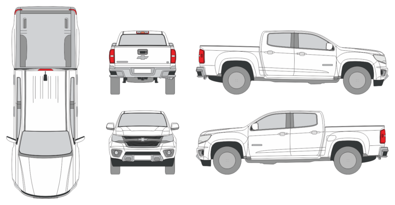 Chevrolet Colorado 2015 Crew Cab Short Box Pickup Template