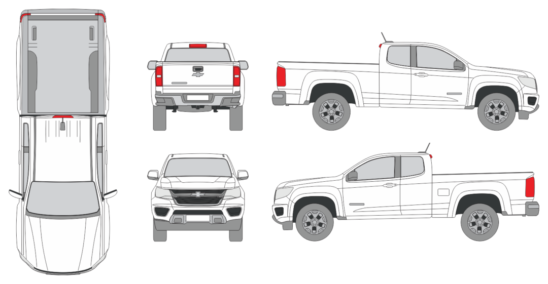 Chevrolet Colorado 2015 Extended Cab Long Box Pickup Template