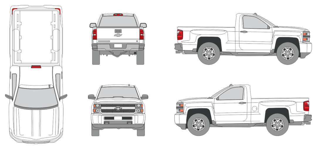 Chevrolet Silverado 2015 Conventional Cab Mid Size Bed Pickup Template