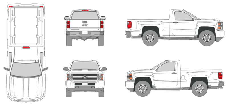 Chevrolet Silverado 2015 Conventional Cab Mid Size Bed Pickup Template