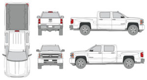 Chevrolet Silverado 2015 Crew Cab Mid Size Bed Pickup Template