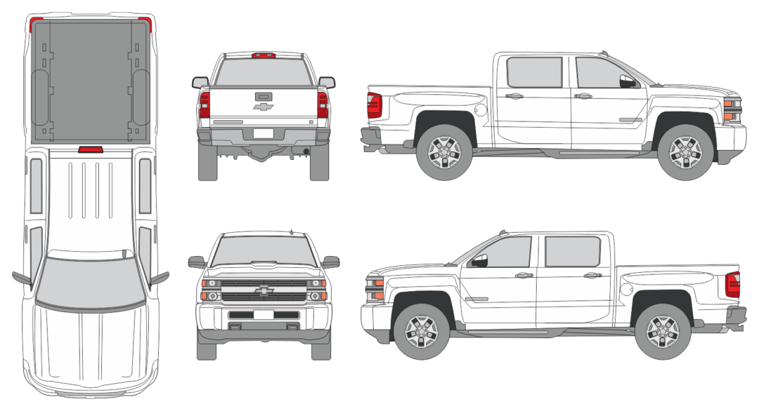 Chevrolet Silverado 2015 Crew Cab Short Bed Pickup Template