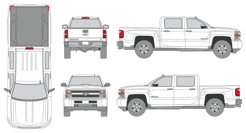 Chevrolet Silverado 2015 Crew Cab Short Bed Pickup Template