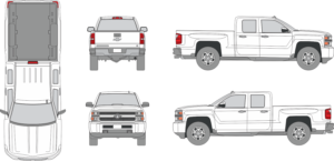 Chevrolet Silverado 2015 Extended Cab Mid Size Bed Pickup Template