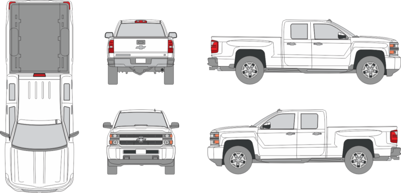 Chevrolet Silverado 2015 Extended Cab Mid Size Bed Pickup Template