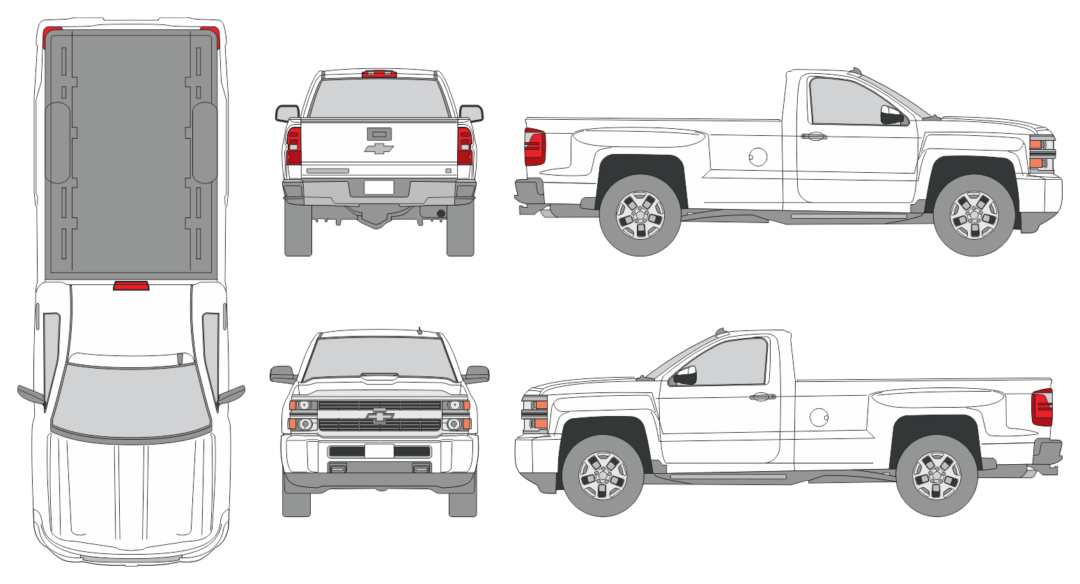 Chevrolet Silverado 2015 Regular Cab Long Box Pickup Template