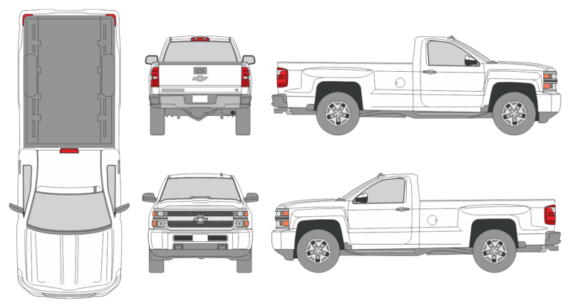 Chevrolet Silverado 2015 Regular Cab Long Box Pickup Template