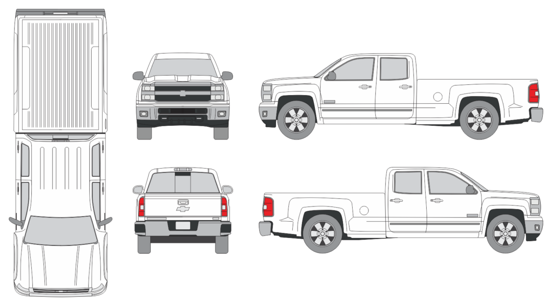 Chevrolet Silverado 2500 2014 Extended Cab Long Bed Pickup Template