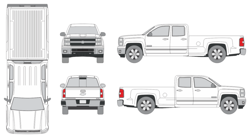 Chevrolet Silverado 2500 2014 Extended Cab Long Bed Pickup Template