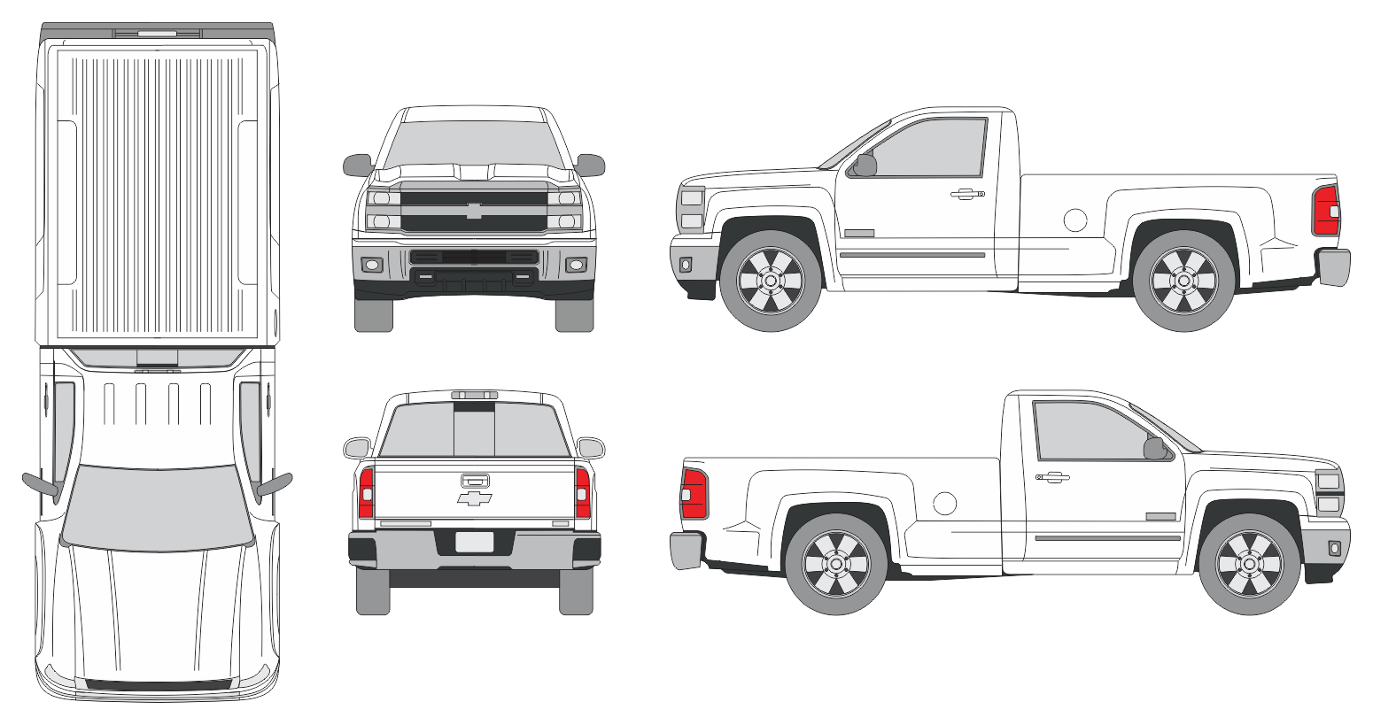 Chevrolet Silverado 2500 2014 Regular Cab Long Box Pickup Template