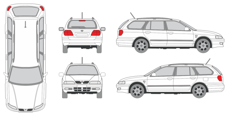 Nissan Primera 1996 Station Wagon Template