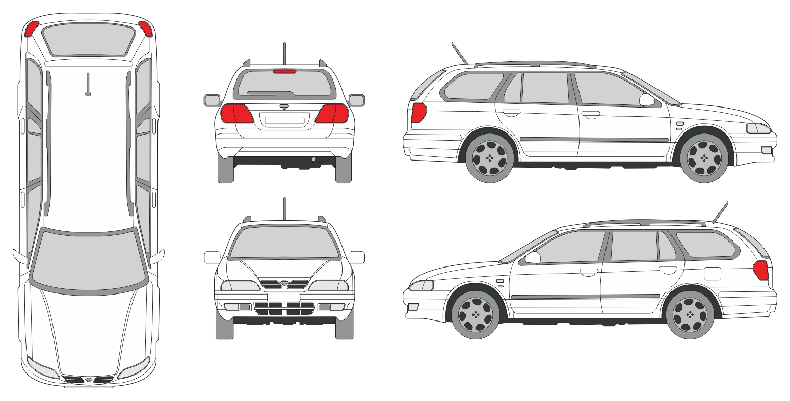 Nissan Primera 1996 Station Wagon Template