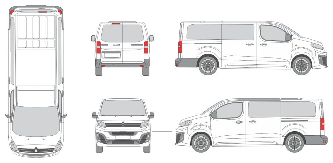 Citroen Dispatch 2024 Long Window Rear Swing Doors Van Template