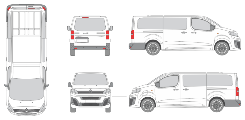 Citroen Dispatch 2024 Long Window Rear Swing Doors Van Template