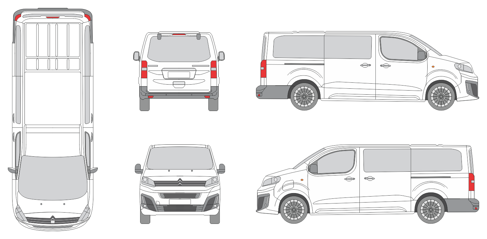 Citroen Dispatch 2024 Long Window Van Template