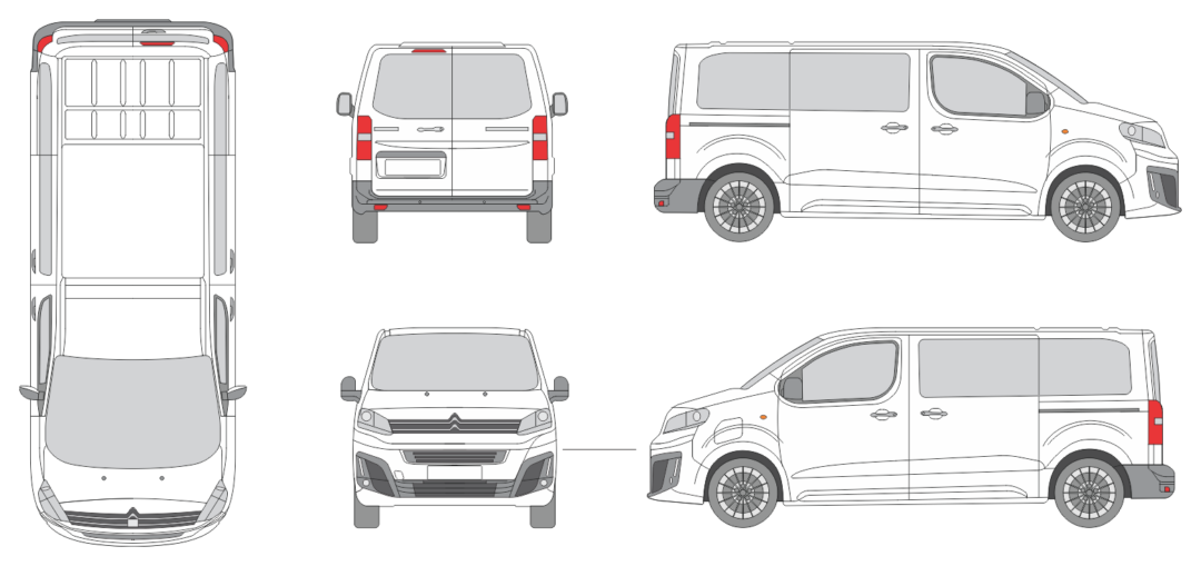 Citroen Dispatch 2024 Short Window Rear Swing Doors Van Template