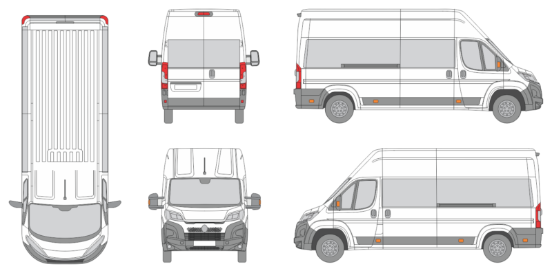 Citroen Jumper 2024 Long Super High Window Slide Door RL Window RL Van Template