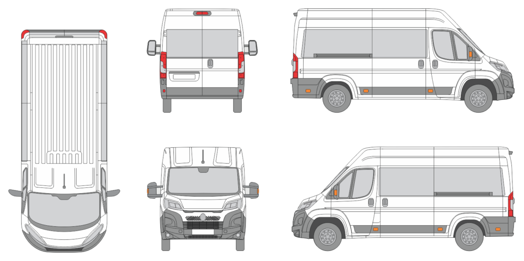 Citroen Jumper 2024 Short Med High Window Slide Door RL Window RL Van Template