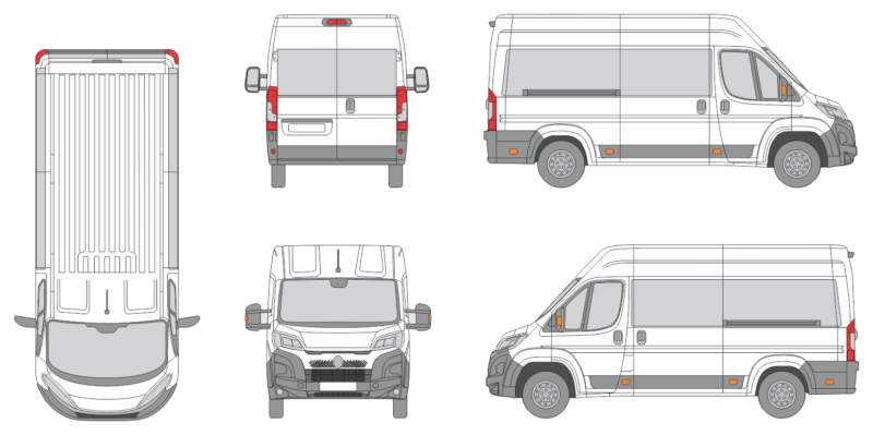 Citroen Jumper 2024 Short Med High Window Slide Door RL Window RL Van Template