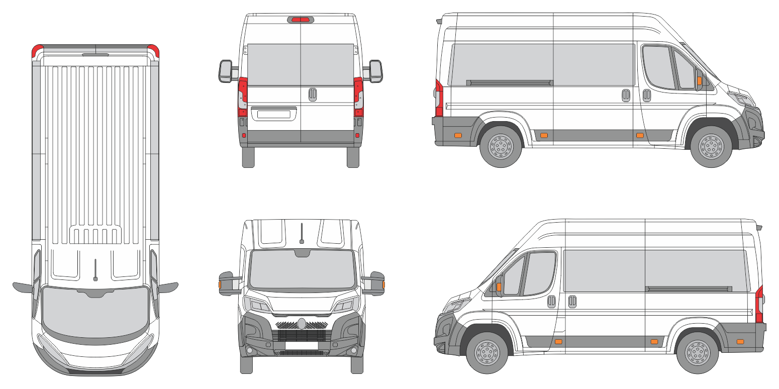 Citroen Jumper 2024 Short Med High Window Slide Door RL Window RL Van Template