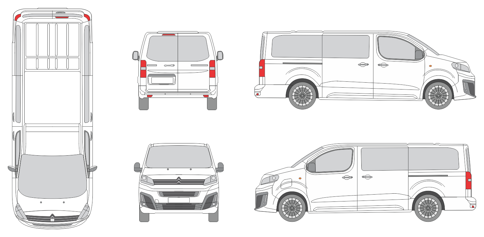 Citroen Spacetourer 2024 Long Window Van Template