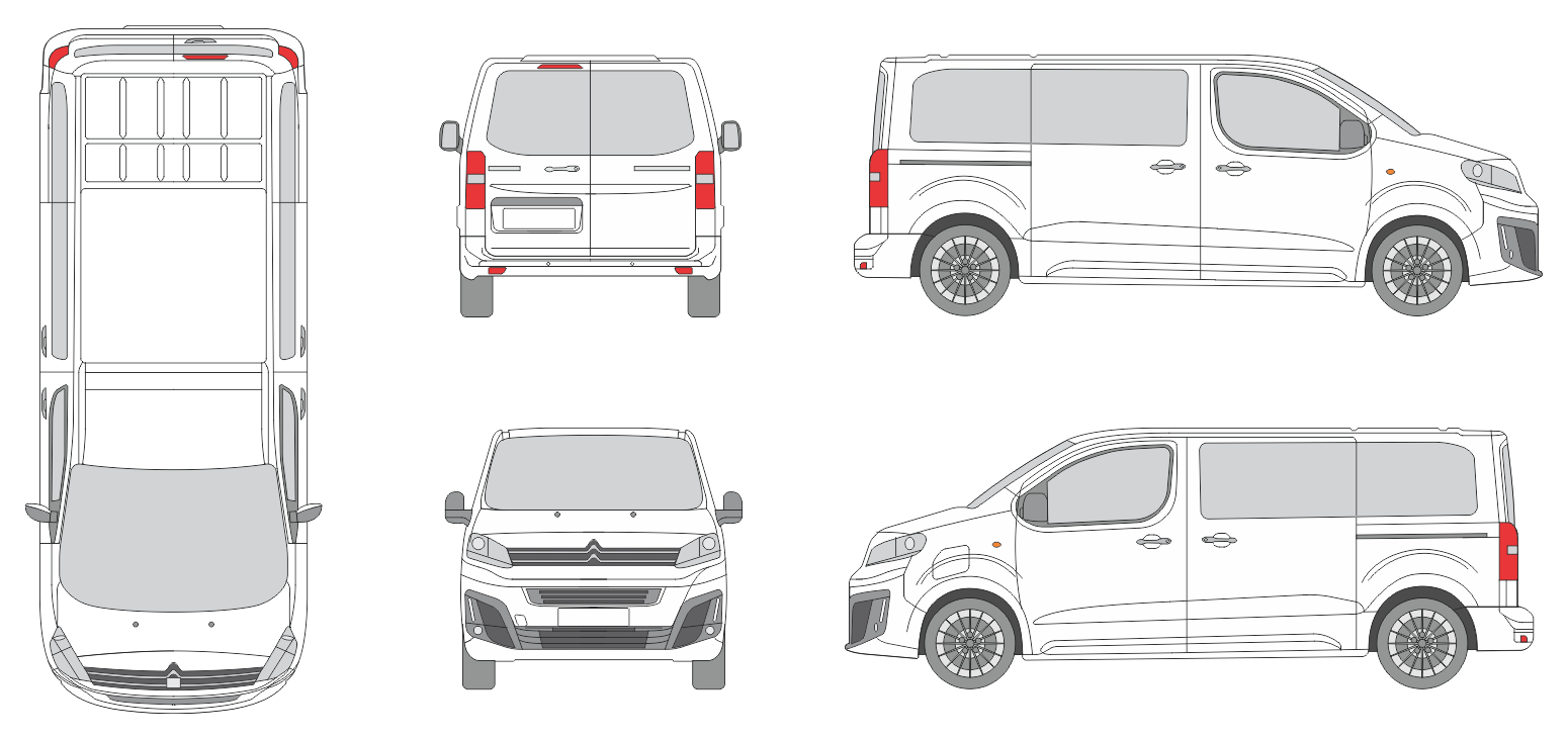 Citroen Spacetourer 2024 Short Window Van Template