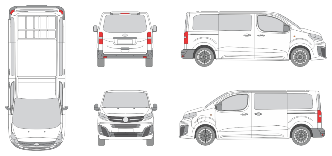 Opel Vivaro 2024 Short Liftgate Window Van Template