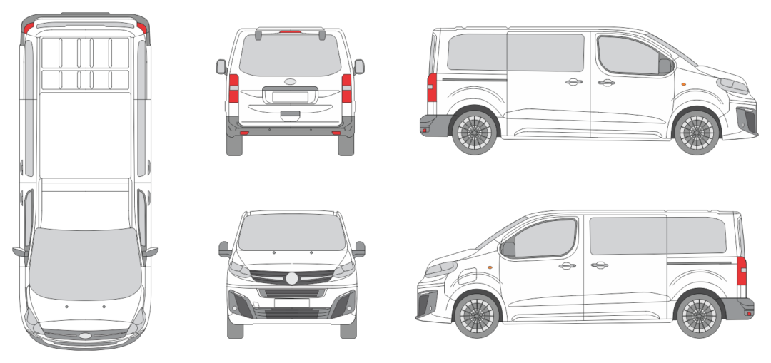 Opel Zafira Life 2024 Short Liftgate Window Van Template