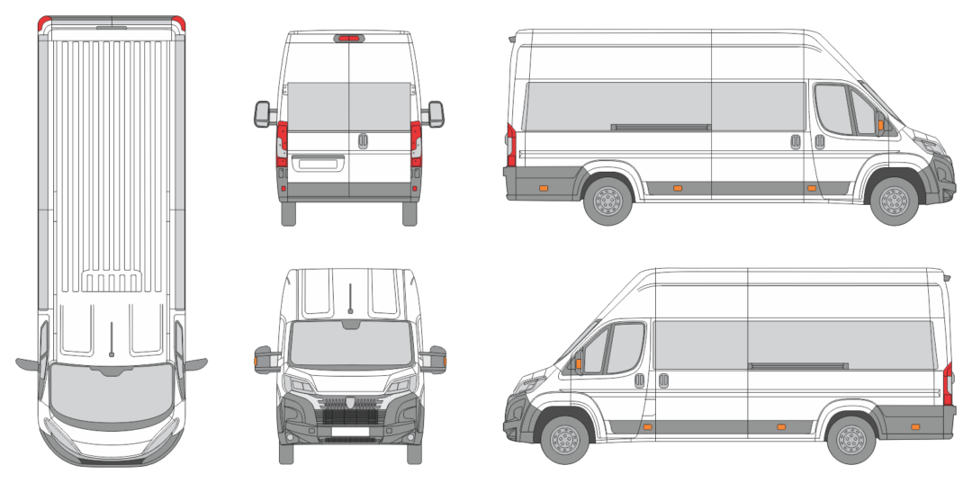 Peugeot Boxer 2024 Extra Long High Window Slide Door RL Window RL Van Template