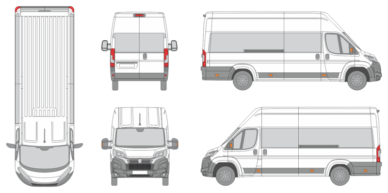 Peugeot Boxer 2024 Extra Long High Window Slide Door RL Window RL Van Template