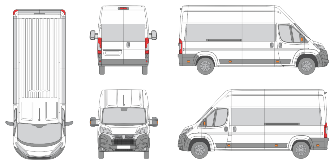 Peugeot Boxer 2024 Long High Window Slide Door RL Window RL Van Template