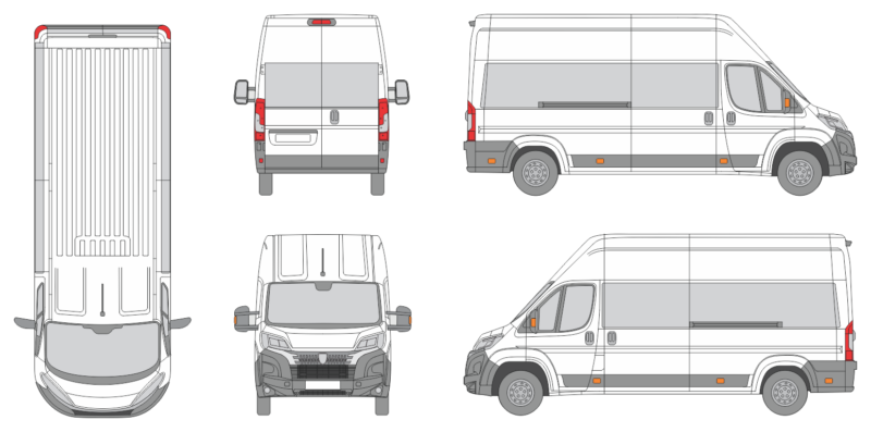 Peugeot Boxer 2024 Long High Window Slide Door RL Window RL Van Template