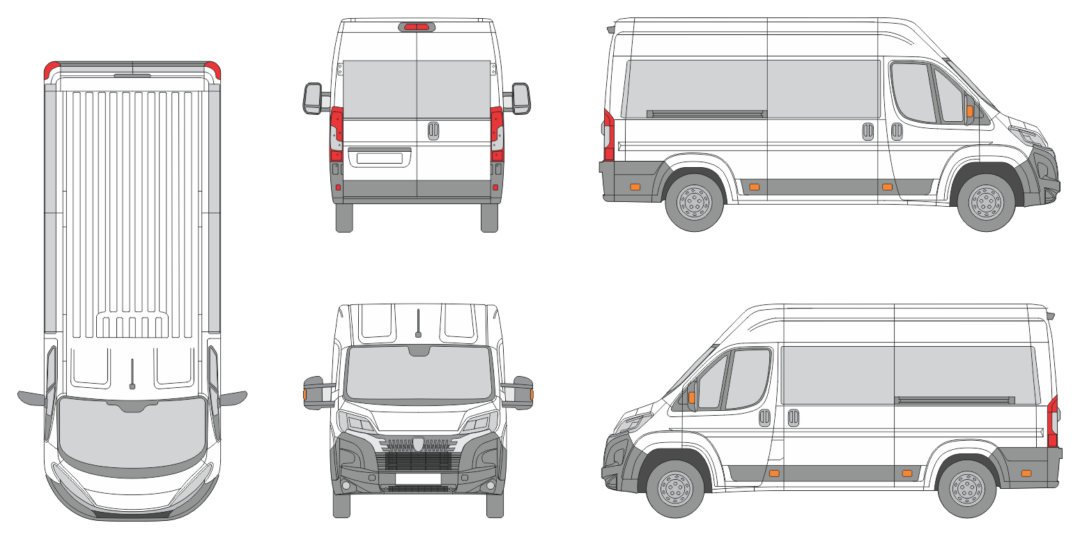 Peugeot Boxer 2024 Short Med-High Window Slide Door RL Window RL Van Template