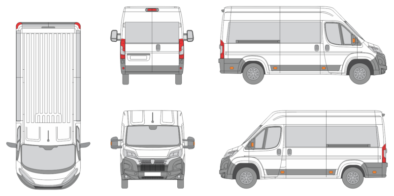 Peugeot Boxer 2024 Short Med-High Window Slide Door RL Window RL Van Template