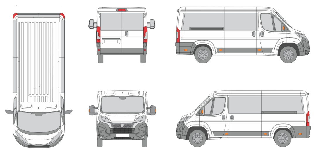 Peugeot Boxer 2024 Short Window Slide Door RL Window RL Van Template