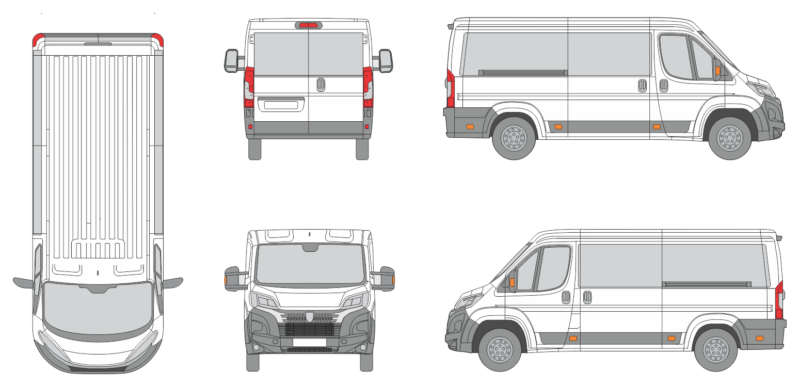 Peugeot Boxer 2024 Short Window Slide Door RL Window RL Van Template