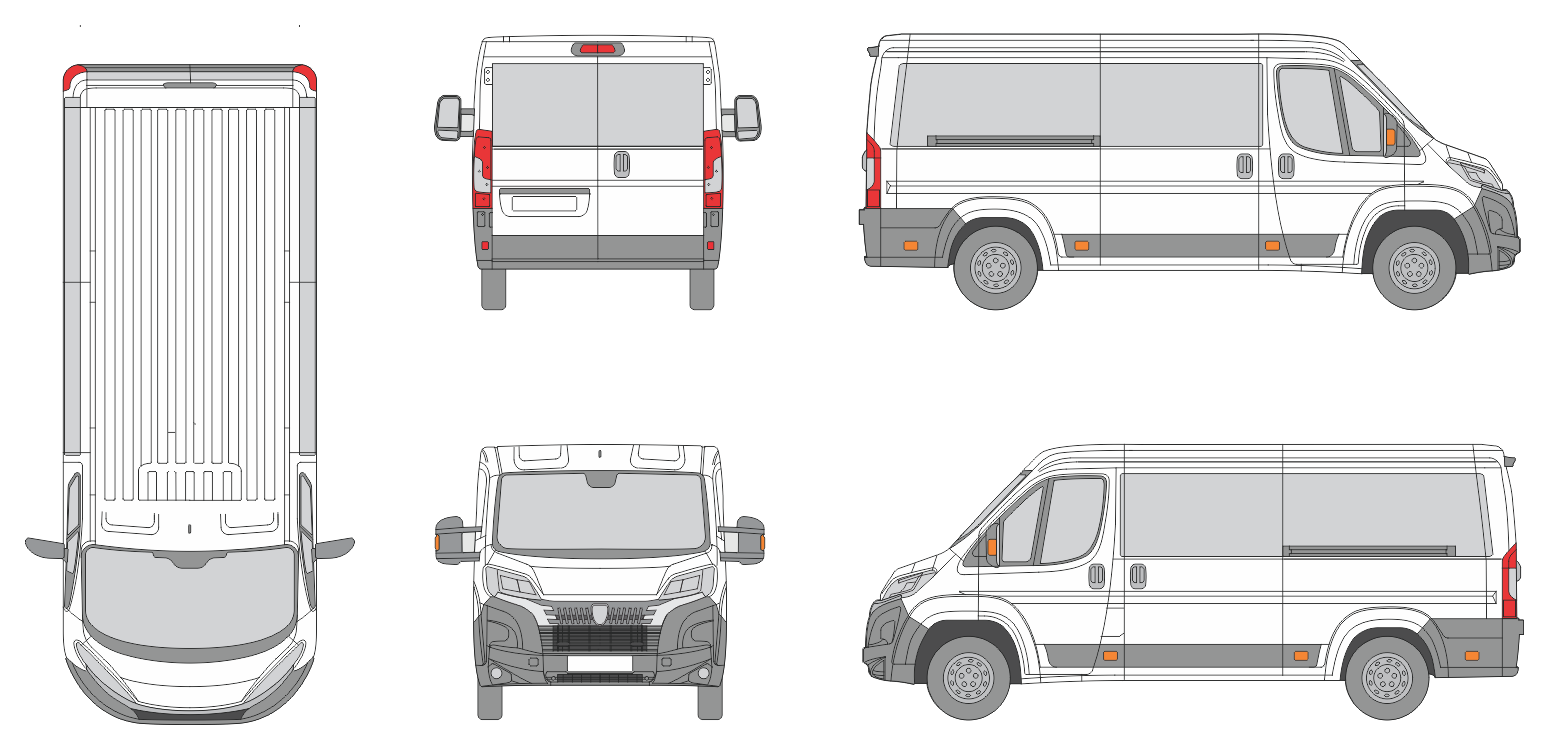 Peugeot Boxer 2024 Short Window Slide Door RL Window RL Van Template