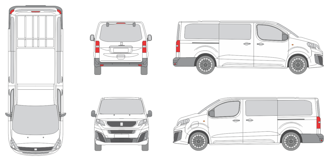 Peugeot Expert 2024 Long Liftgate Window Van Template