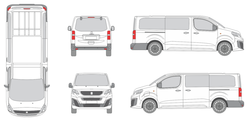 Peugeot Expert 2024 Long Liftgate Window Van Template