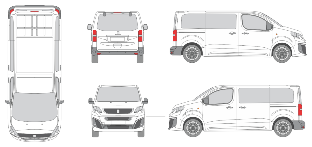 Peugeot Expert 2024 Short Liftgate Window Van Template