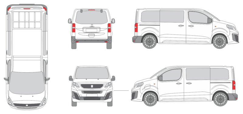 Peugeot Expert 2024 Short Liftgate Window Van Template