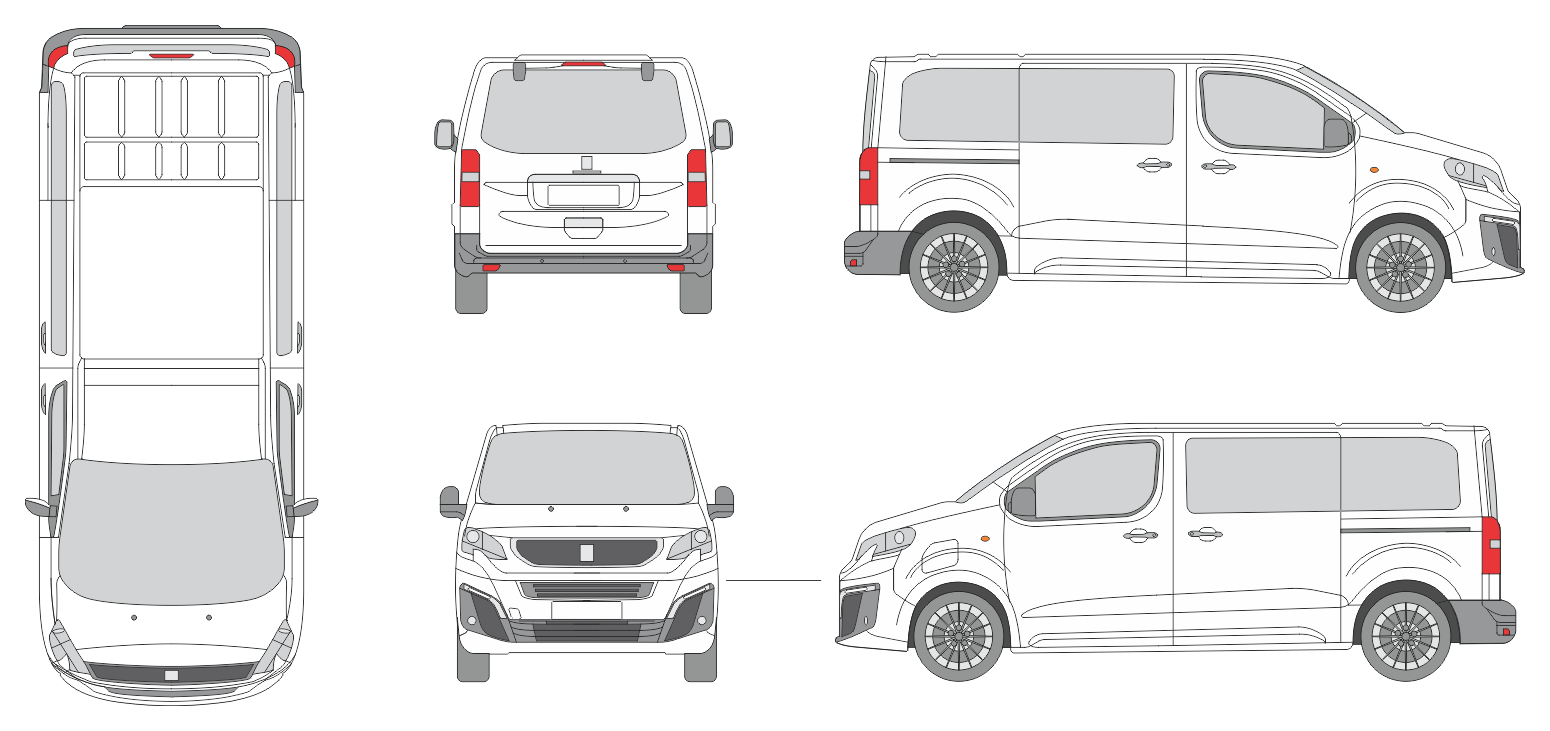 Peugeot Expert 2024 Short Liftgate Window Van Template