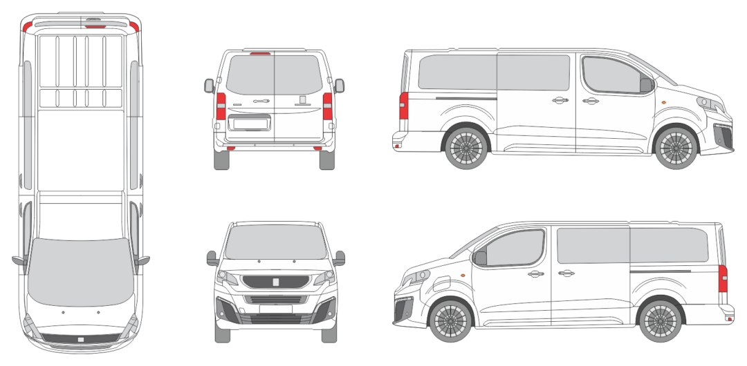 Peugeot Traveller 2024 Long Window Van Template