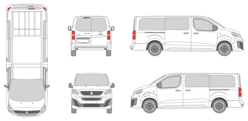 Peugeot Traveller 2024 Long Window Van Template