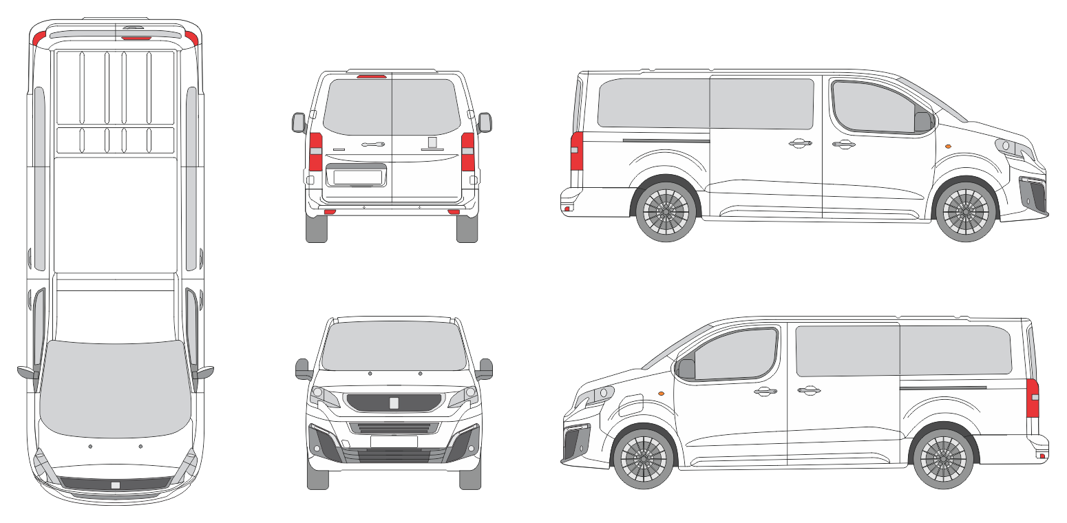 Peugeot Traveller 2024 Long Window Van Template